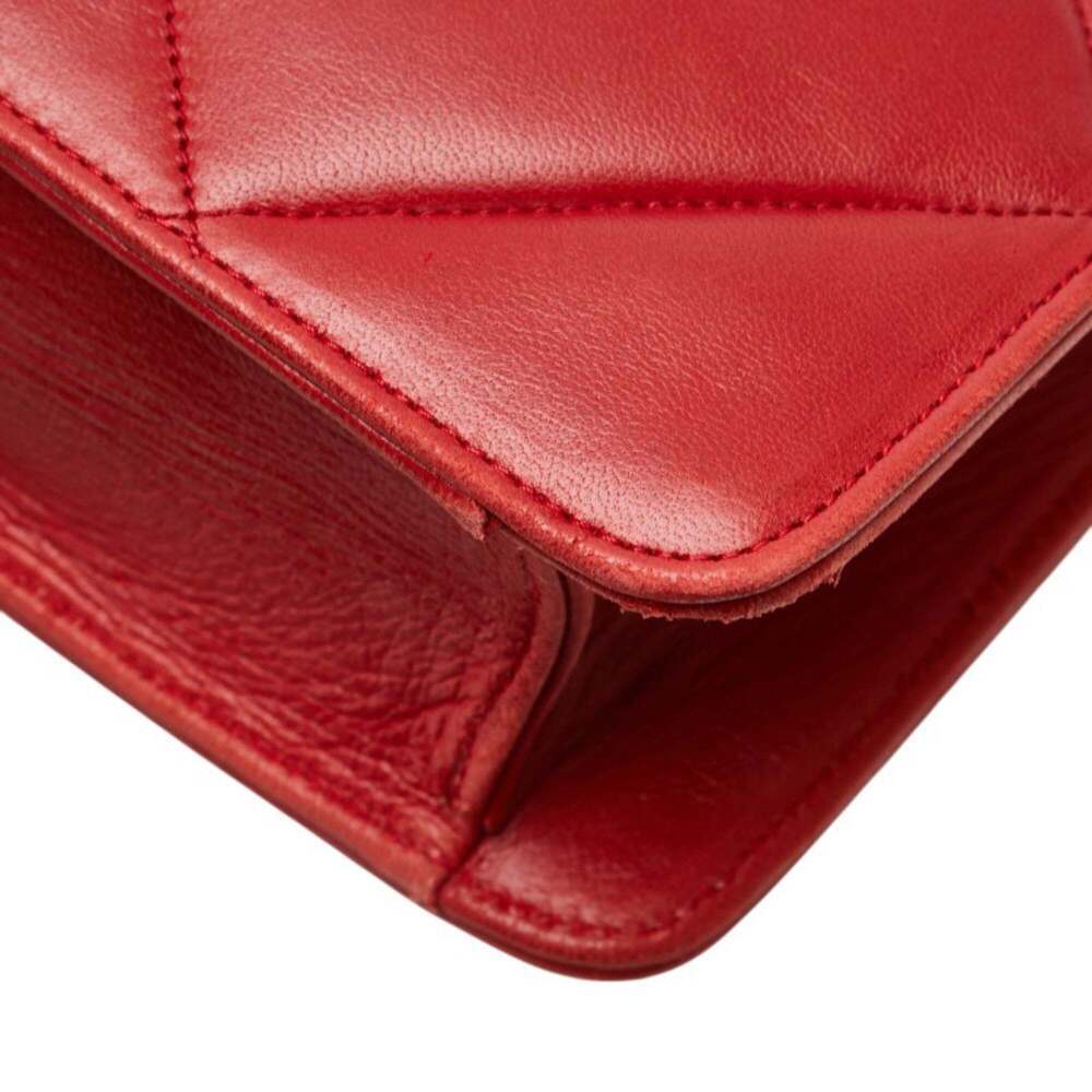 CHANEL Red Lambskin Leather Logo Shoulder Bag - Picture 7 of 12